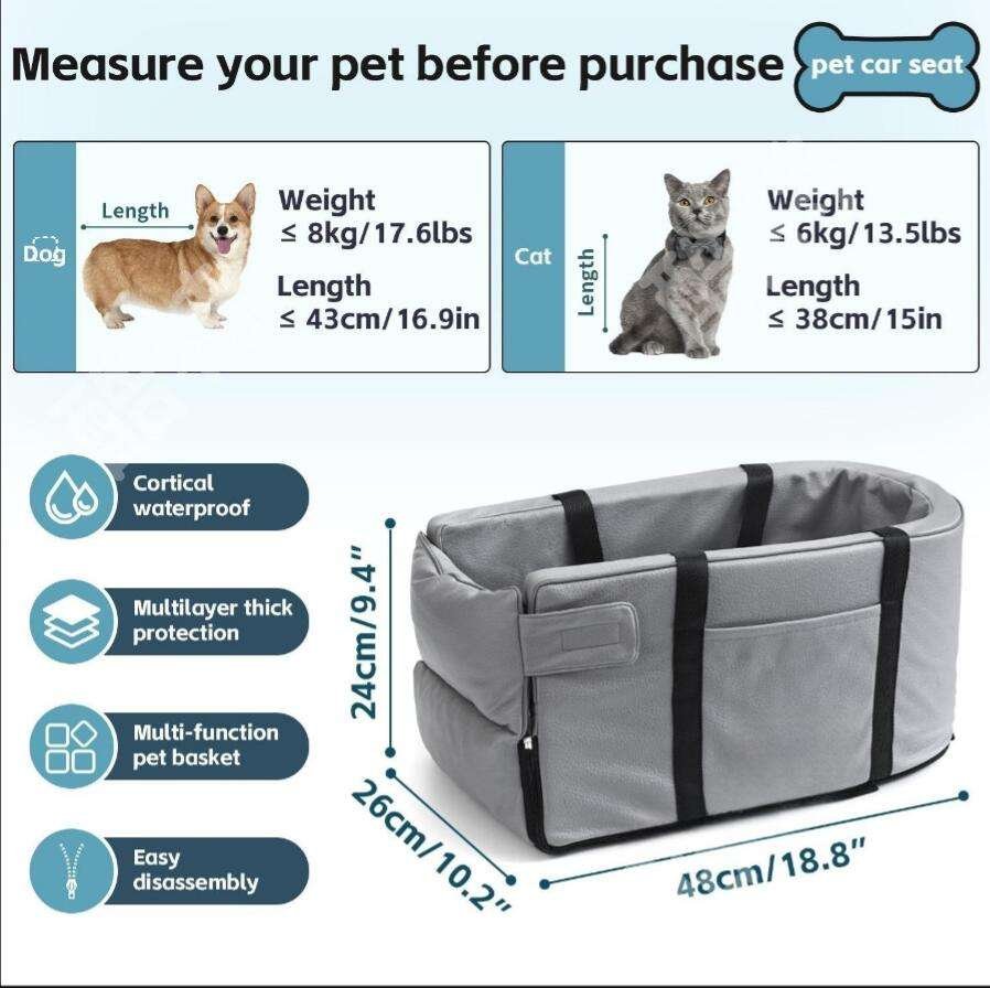 2-in-1 Travel Car Seat Pet Carrier & Shoulder Outing Kennel Bag - Image 3