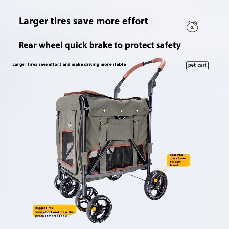 Portable Foldable Pet Stroller Trolley Cart with Dual Safety Buckles (25kg Capacity) - Image 3